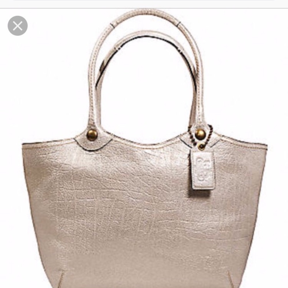 Coach Bleeker platinum metallic leather handbag 😍